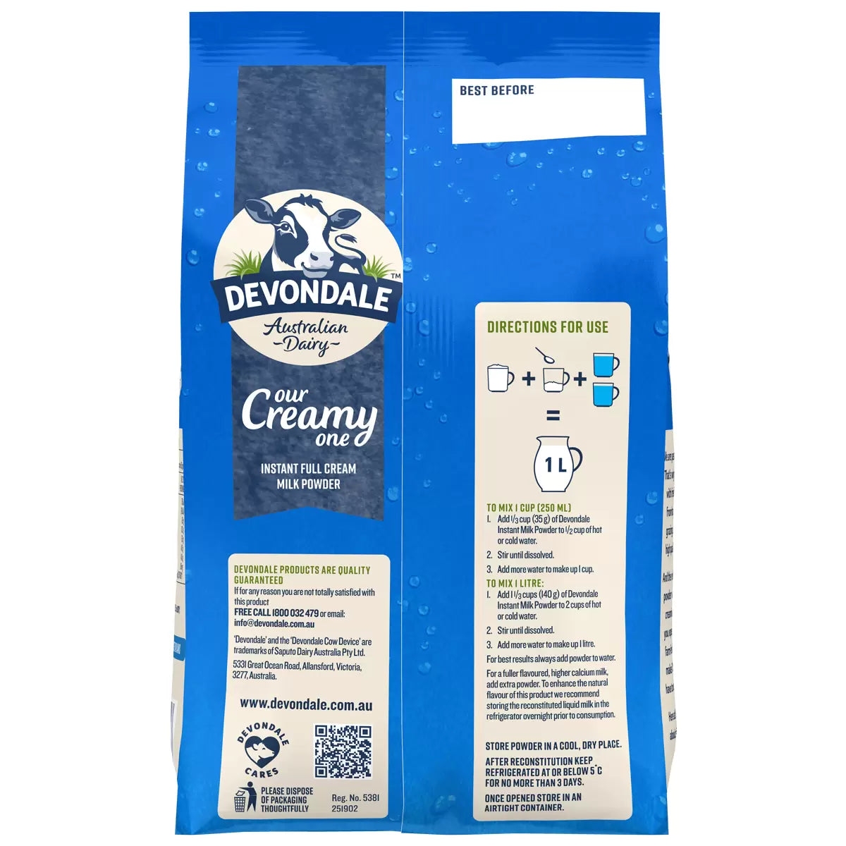 Devondale Full cream Milk 1KG Powder